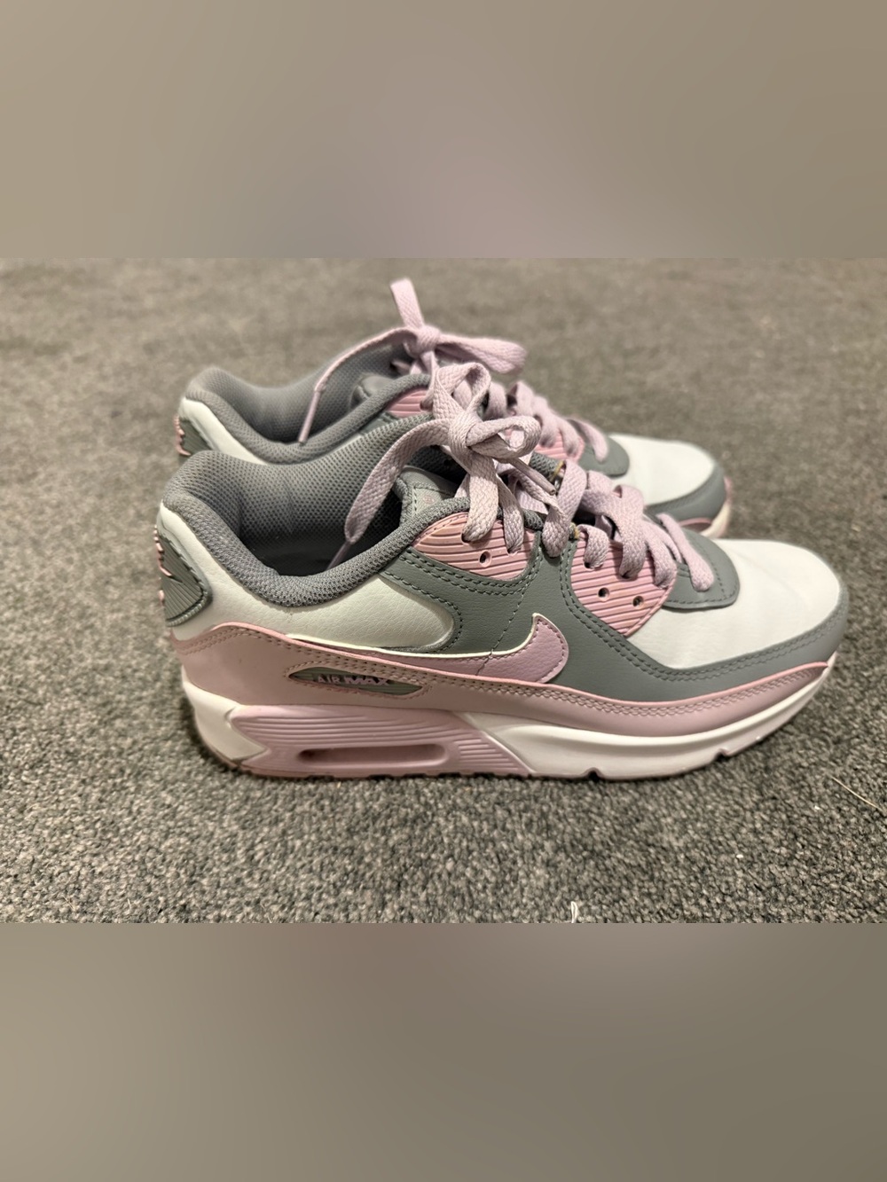 Nike Grey and Light Pink Air Max Style Sneakers